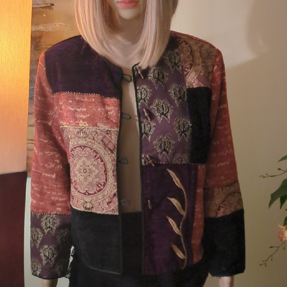 Aravon Patchwork Blazer in Burgundy and Purple